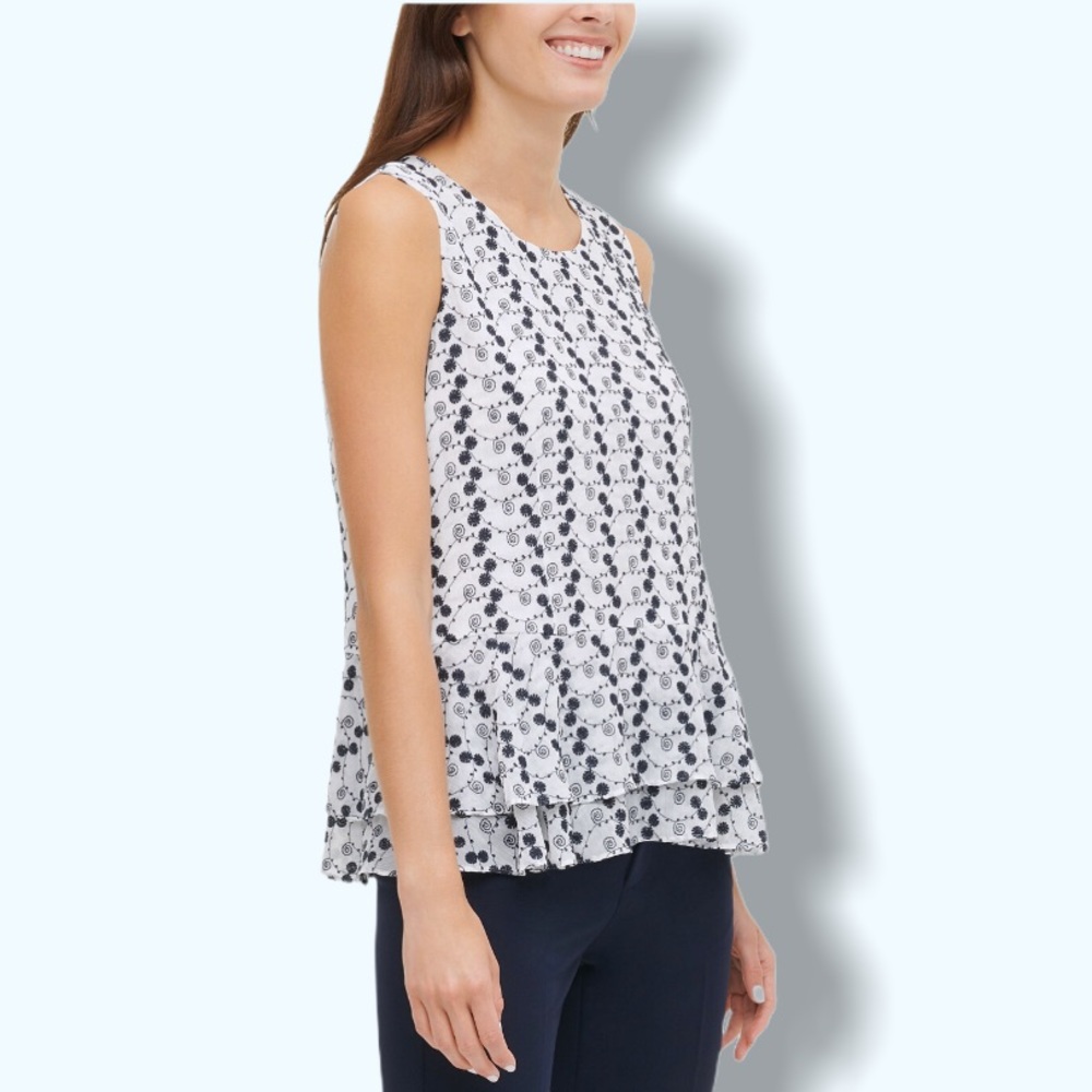Tommy Hilfiger Embroidered Ruffled Top